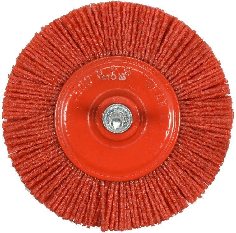 Щетка-крацовка дисковая нейлоновая 100мм со стержнем (NYLON, 4500 об/мин), YATO - фото 1 - id-p122803193