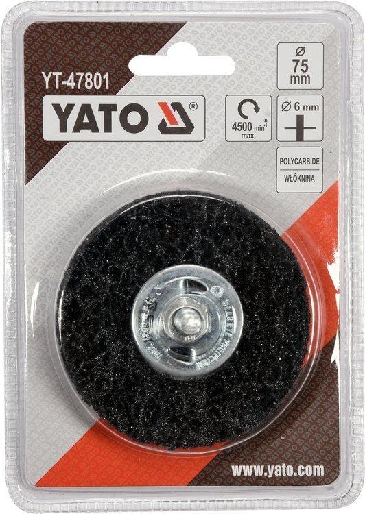 Щетка торцевая дисковая из нетканого материала 75мм со стержнем, YATO - фото 3 - id-p122803280