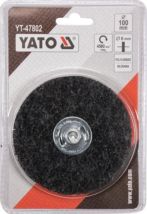 Щетка торцевая дисковая из нетканого материала 100мм со стержнем, YATO