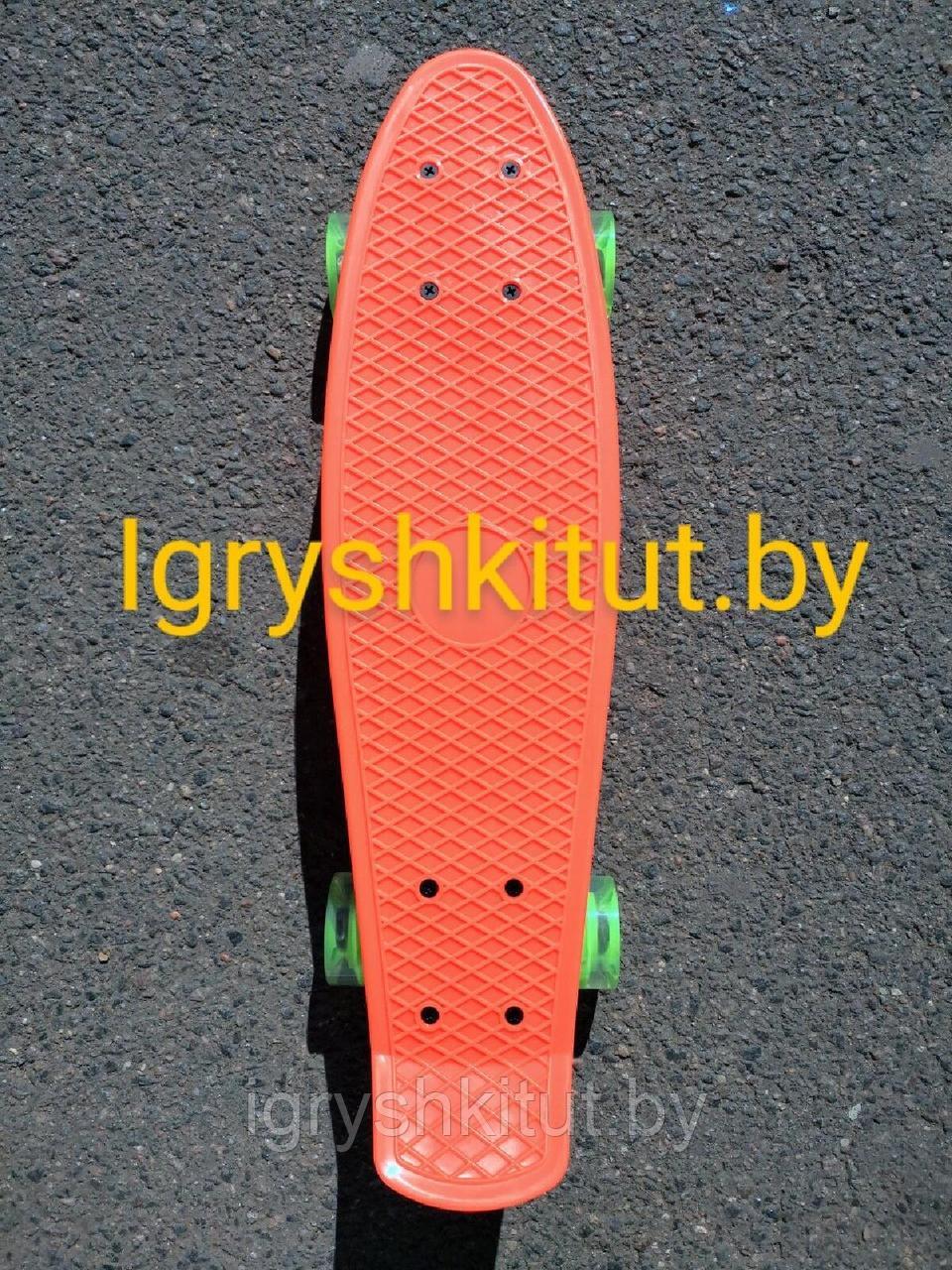 Скейтборд со светящимися колёсами , арт.A03509 оранжевый - фото 1 - id-p122804864