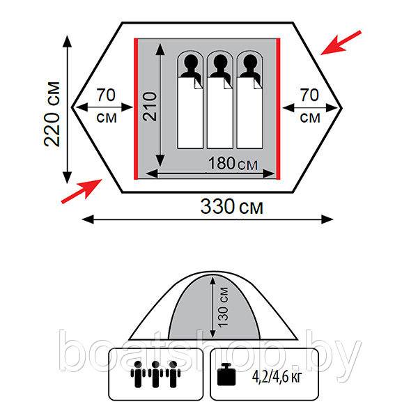 Палатка экспедиционная TRAMP ROCK 3 (V2) - фото 2 - id-p122818947