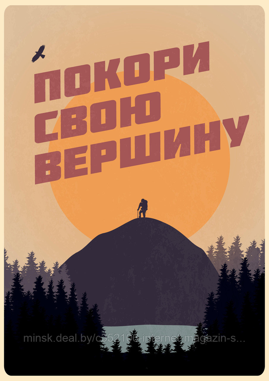 Мотивационный постер (плакат) "Покори вершину" 30х40+ (А3) В деревянной рамке (цвет орех) - фото 2 - id-p122857717