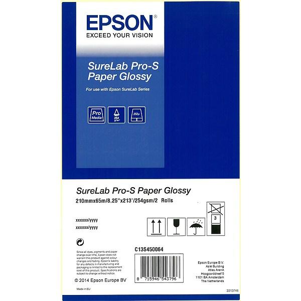 Бумага A4 (210 мм x 65 м) Epson SureLab Pro-S Paper Glossy, 252 г/ м², 2 рулона, C13S450064BP