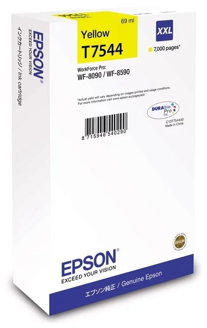 Картридж T7544/ C13T754440 (для Epson WorkForce Pro WF-8090DW/ WF-8590DWF) жёлтый