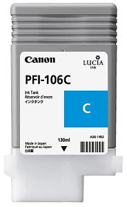 Картридж PFI-106C/ 6622B001 (для Canon imagePROGRAF iPF6300/ iPF6350/ iPF6400s/ iPF6400se/ iPF6450) голубой