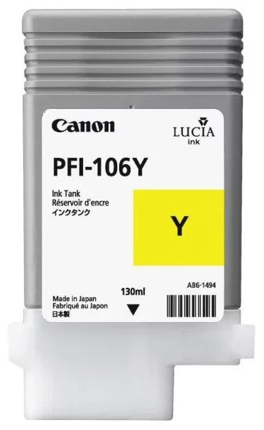 Картридж PFI-106Y/ 6624B001 (для Canon imagePROGRAF iPF6300/ iPF6350/ iPF6400s/ iPF6400se/ iPF6450) жёлтый