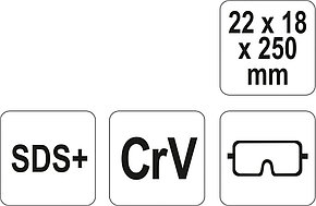 Зубило-бороздник SDS+ 22х18х250мм CrV "Yato" YT-4722, фото 2