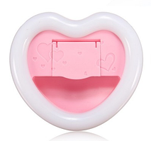 Подставка для телефона + подсветка для селфи + зеркало  «Сердце» 3 в 1 Розовый