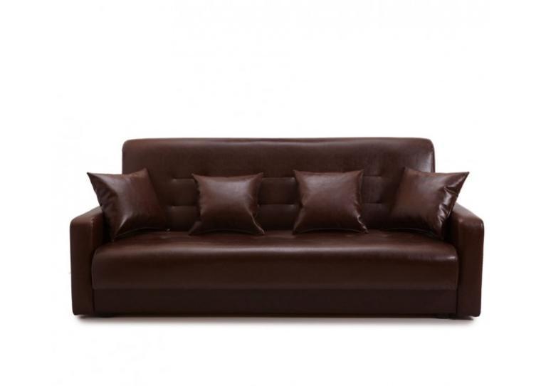 Прямой диван-кровать Крафт, Аккорд коричневый ППУ 120 экокожа, книжка