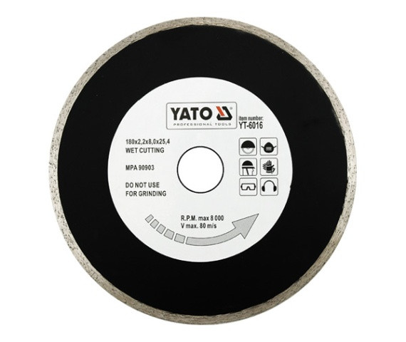 Круг алмазный 180x25,4мм (сплошной) "Yato" YT-6016