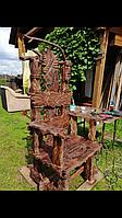 Кресло-трон садовое рустикальное из массива сосны "Хозяин Дома"