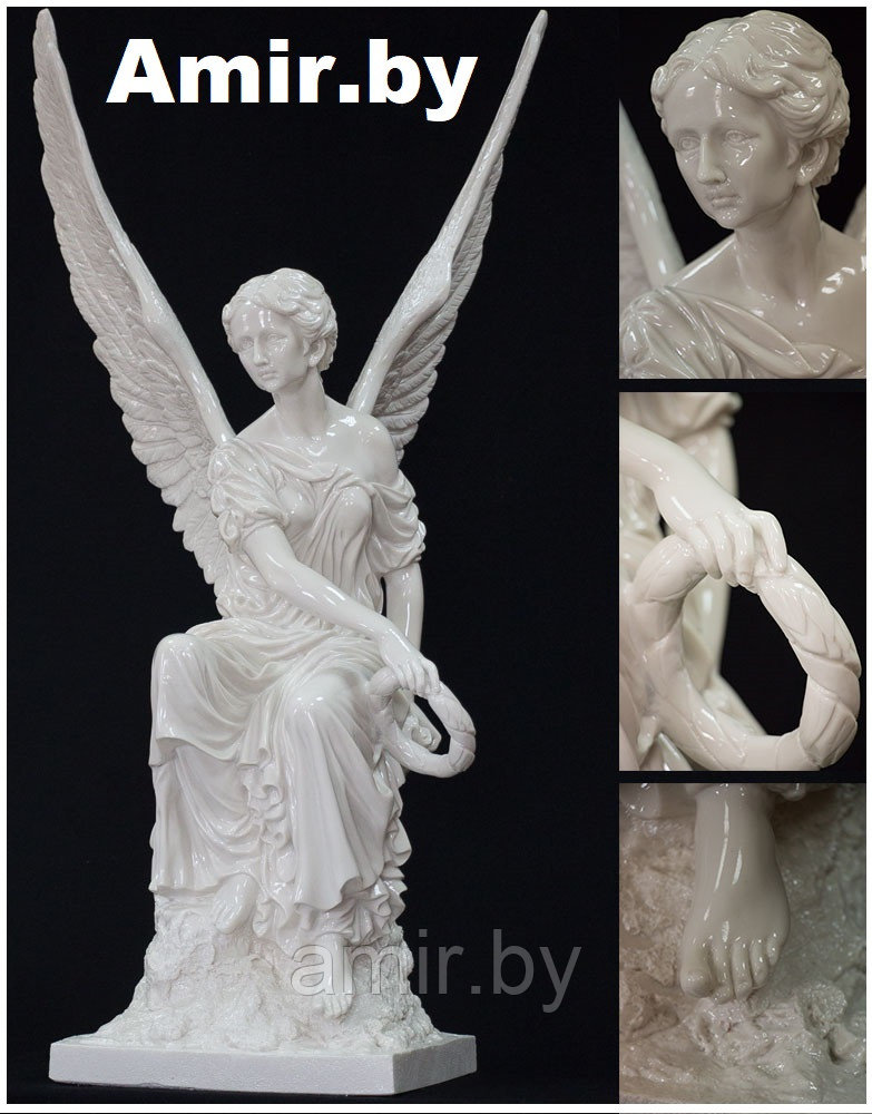 Скульптура ангел ритуальная 040 33х33х110см мрамор