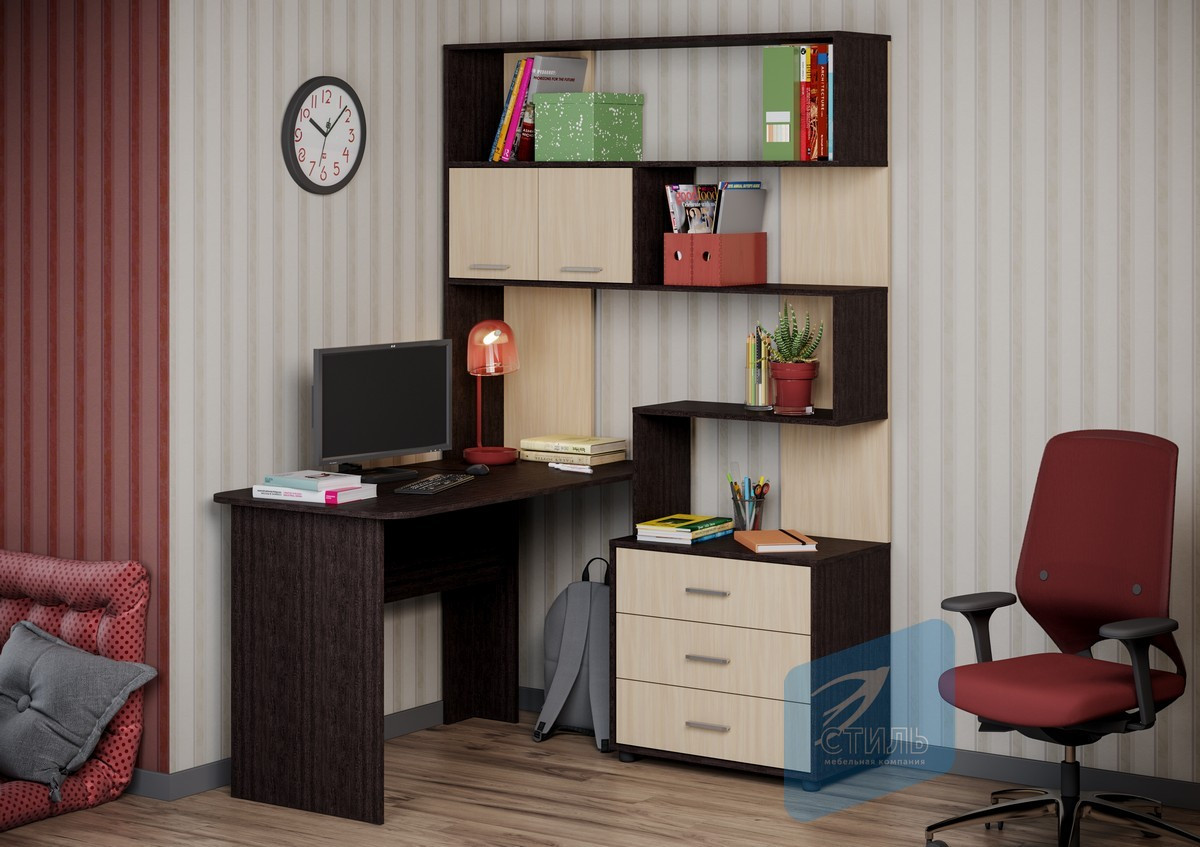 Паскаль СТ 103 Уголок школьника- Корпус Венге / Фасад Дуб молочный