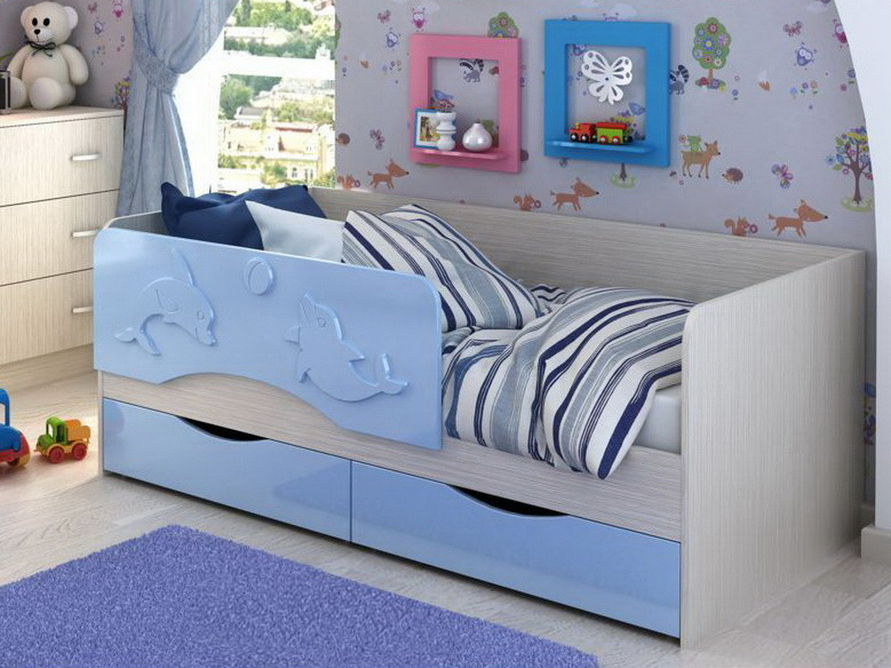 Кровать Алиса 180 голубой(СтендМебель)