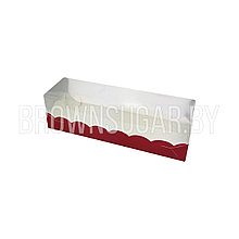 Коробочка для макарон с пластиковой крышкой, Красная матовая (Россия,190х55х55 мм)