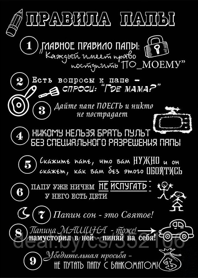 Постер (плакат), картина Правила дома и семьи для Папы