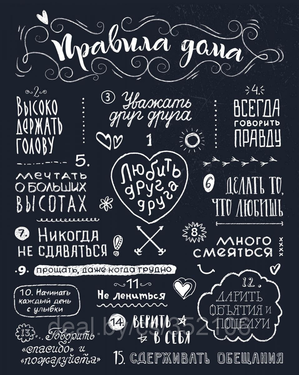Постер (плакат), картина Правила дома и семьи для дома