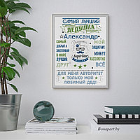 Постер (плакат), картина Правила дома и семьи для Дедушки В алюминиевой рамке