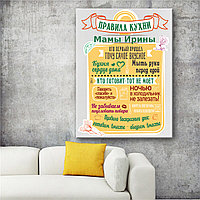 Постер (плакат), картина Правила дома и семьи для кухни На холсте с подрамником