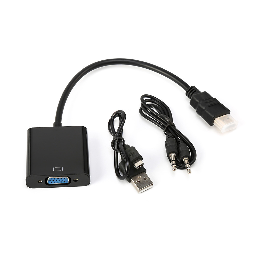 Преобразователь HDMI в VGA (HDMI папа - VGA мама)+AUX+MicroUSB