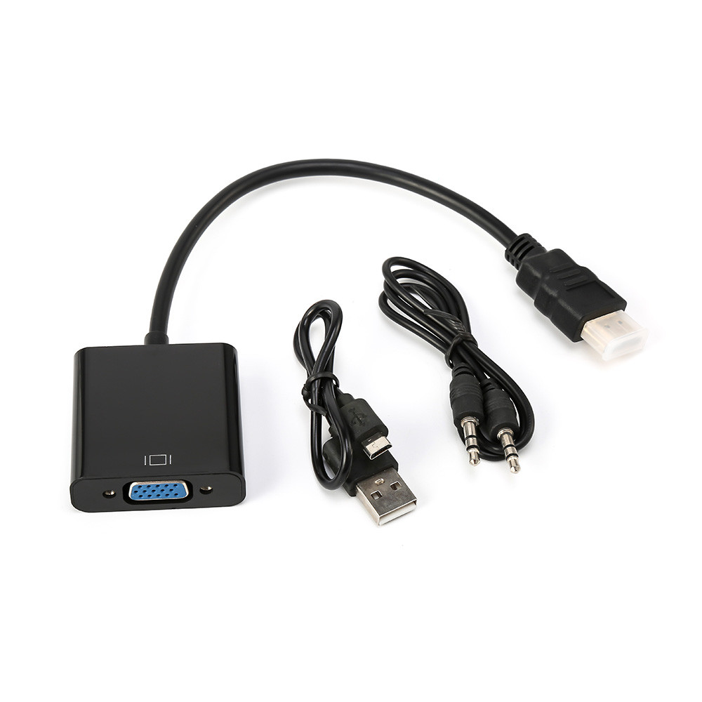 Преобразователь HDMI в VGA (HDMI папа - VGA мама)+AUX+MicroUSB - фото 1 - id-p123045266
