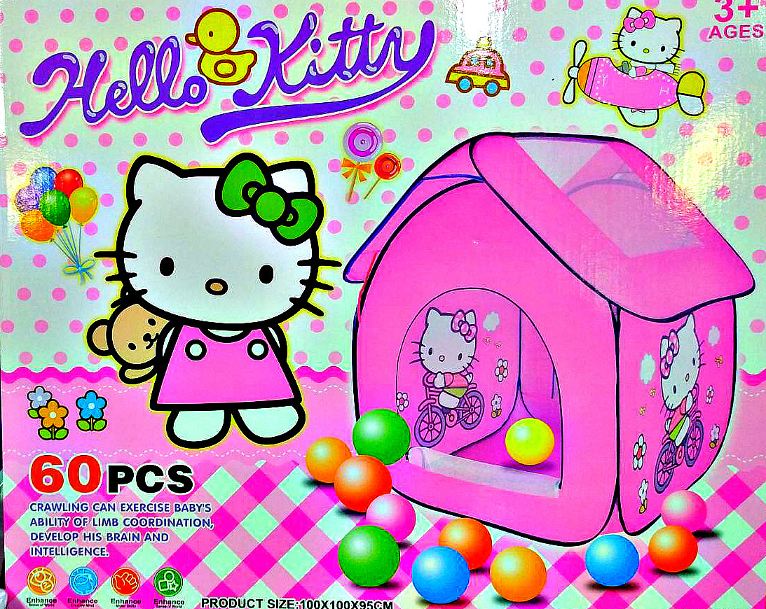 Детская игровая палатка Hello Kitty Хелло Китти с шариками 95х100х100 см арт.1019D - фото 1 - id-p123063154