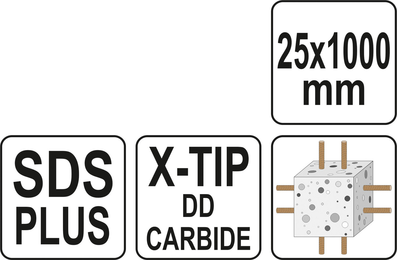 Бур по бетону SDS-plus PREMIUM 25мм/1000мм, YATO - фото 4 - id-p123072309