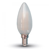 Филаментная лампа V-Tac 4 Вт, 400lm, свеча, матовое стекло, Е14, 4000К