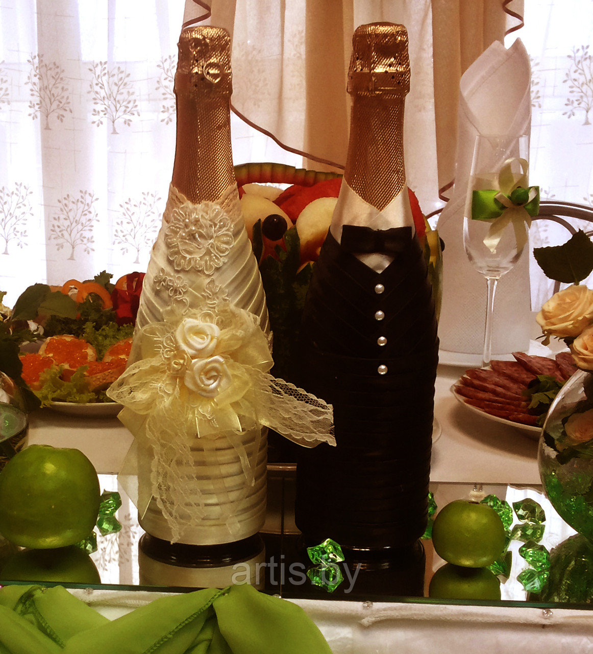 Оформление свадебных бутылок №1 - фото 2 - id-p123084355