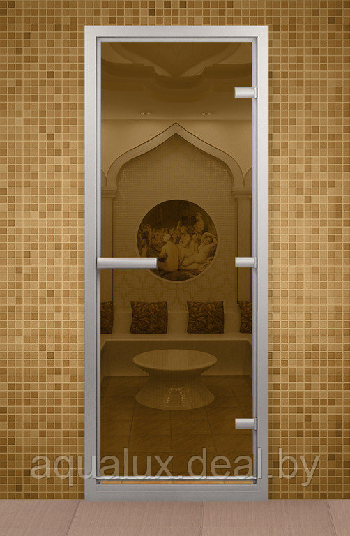 Дверь для турецкой бани и ванной комнаты, с бронзовым стеклом - фото 1 - id-p123089024