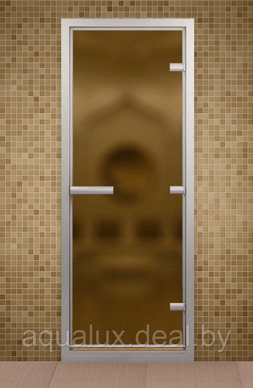 Дверь для турецкой бани и ванной, стекло бронза мат - фото 1 - id-p123089041