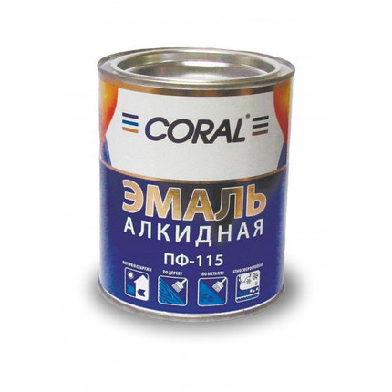 Эмаль алкидная Coral ПФ-115 0,8 кг цвет темно-зеленая, фото 2