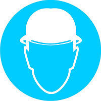 Знак предписывающий "Работать в защитной каске" р-р 15*15 см.