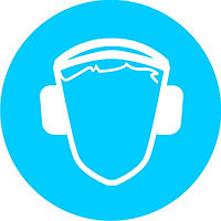 Знак предписывающий "Работать в защитных наушниках" р-р 15*15 см.