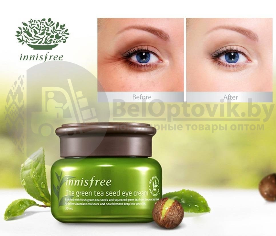 Увлажняющий крем для кожи вокруг глаз с экстрактом зелёного чая Innisfree Green Tea Seed Eye Cream 30ml, - фото 5 - id-p123119843