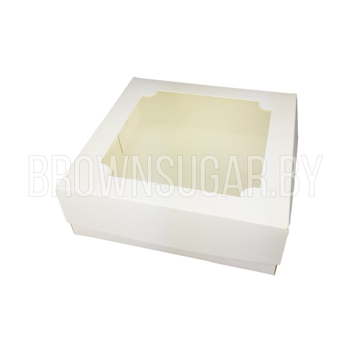 Коробка для зефира и печенья Белая с фигурным окошком (Россия, 200х200х70 мм) 070210 - фото 1 - id-p119255017