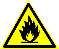 Знак предупреждающий "Пожароопасно! Легковоспламеняющиеся вещества" Размер 15 см.