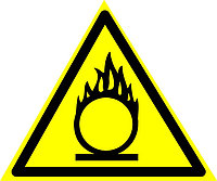 Знак предупреждающий  "Пожароопасно! Окислитель!"  Размер 15 см.