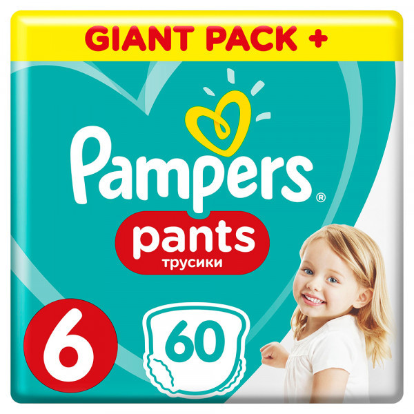Подгузники-трусики Pampers Pants 6 (>15кг) 60шт - фото 1 - id-p119997677