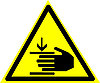 Знак предупреждающий  "Осторожно! Возможно травмирование рук!"  Размер 15 см.