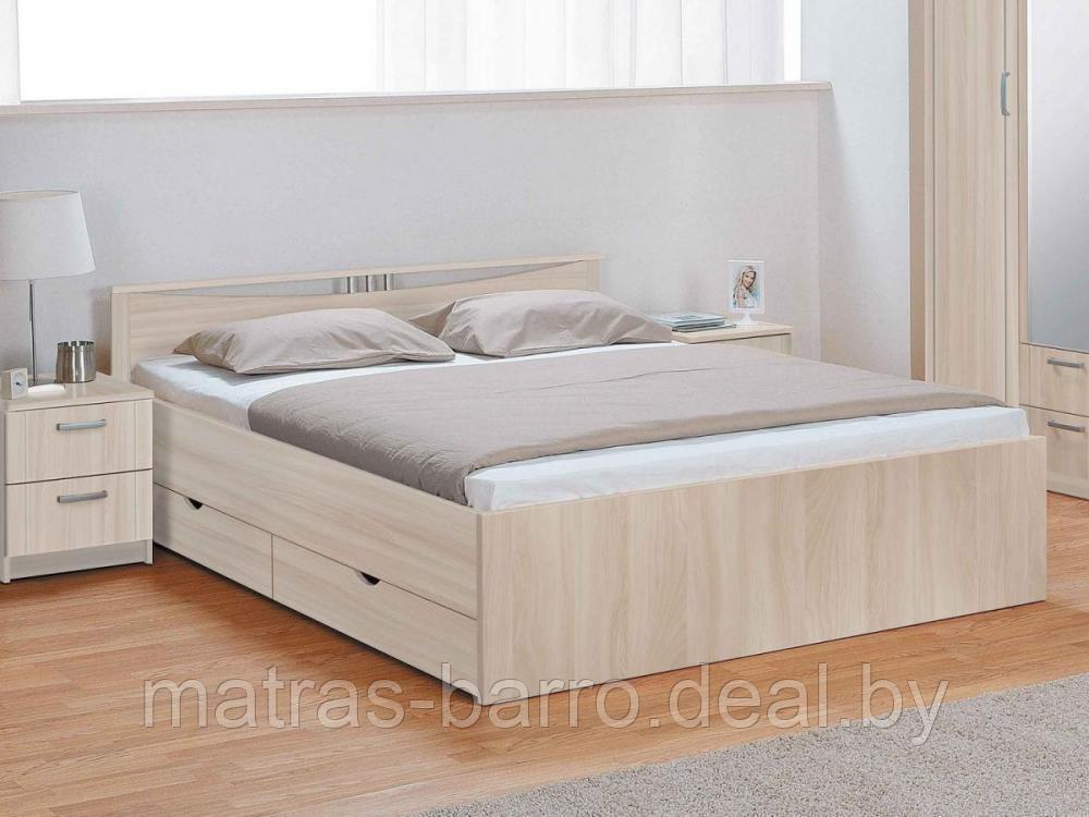 Кровать полуторная Мелисса 1200 с ящиками (цвет ясень шимо светлый)