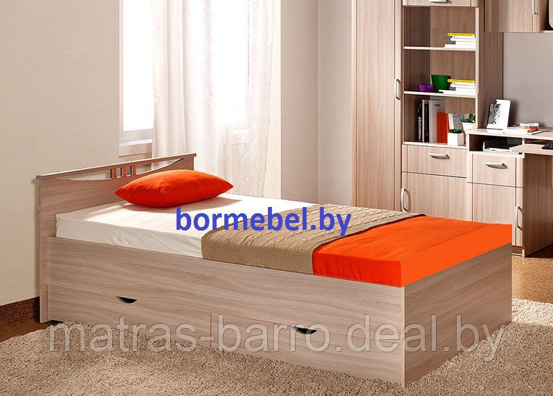 Односпальная кровать Мелисса 900 с ящиками (цвет белый) - фото 2 - id-p105637125