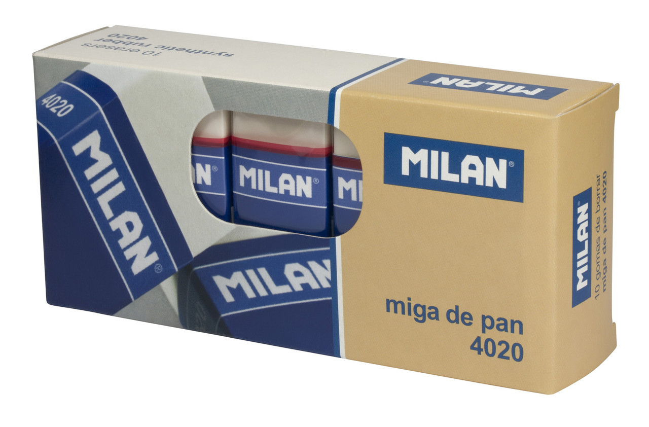 Ластик Milan "4020", прямоугольный, синтетический каучук, картонный держатель, 55*23*13мм, CMM4020(работаем с - фото 2 - id-p113244938