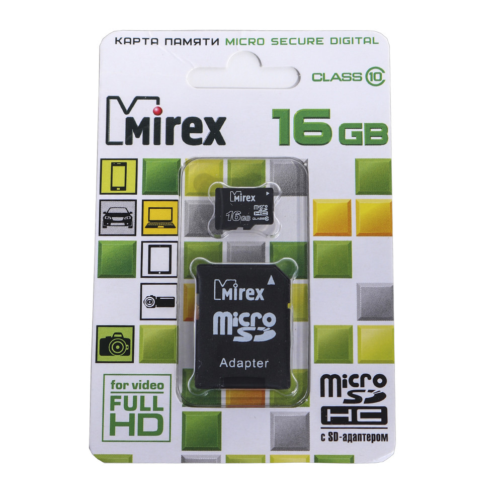 Карта памяти с адаптером MicroSD 16 Gb