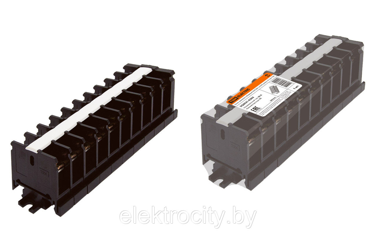 Блок зажимов наборный БЗН 30А на DIN-рейку 10 пар TDM