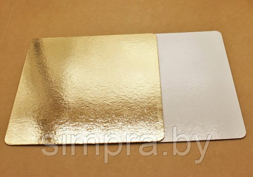 Подложка для торта квадрат золото/жемчуг 220х220 мм 1,5мм - фото 1 - id-p123209584