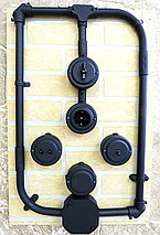 PETRUCCI выключатель двухтумблерный, Чёрный муар. чёрные рычажки, фото 3