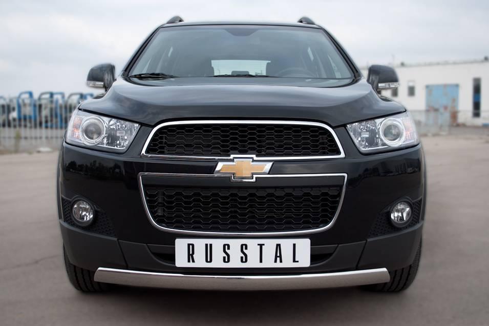 Защита переднего бампера 75x42 овал Chevrolet Captiva (2011-2013) № CHCZ-000826