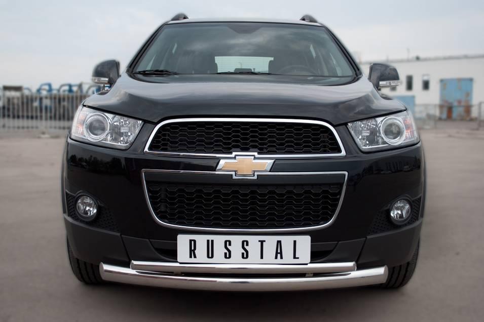 Защита переднего бампера d76/42 (дуга) Chevrolet Captiva (2011-2013) № CHCZ-000824