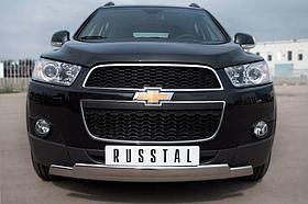 Защита переднего бампера 75x42/75x42 овалы Chevrolet Captiva (2011-2013) № CHCZ-000827